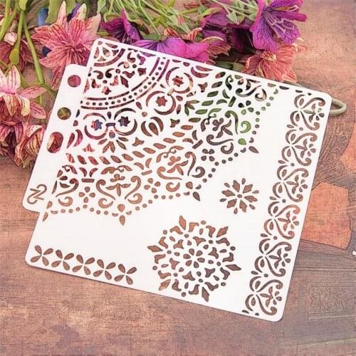 14.1*13 lacework scrapbook stencils spray plastic mold shield DIY cake hollow Embellishment printing lace ruler Easter