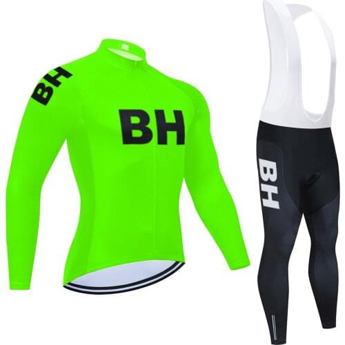 2021 BH Team Custom Fluo Bicycle Cycling Jersey Autumn Sets Men Outdoor Sports Clothes20D Bike Riding Sportswear Long Sleeve