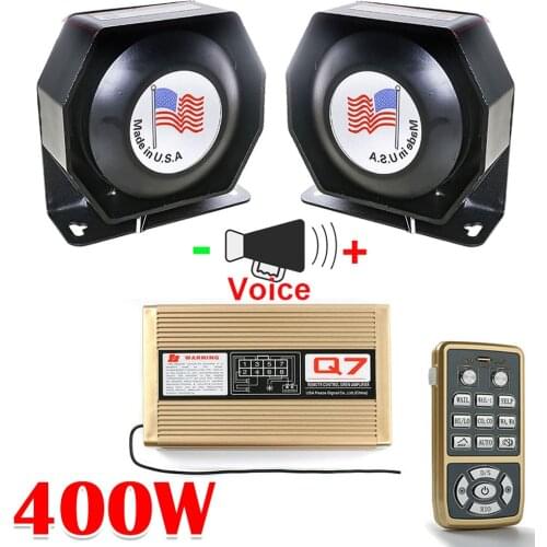 400W 12V 16 Sound Speakers Loud Car Horn Police Siren For Alarm With Megaphone Emergency Truck Mic PA System Amplifier Hooter