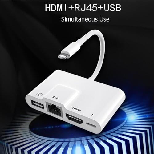 Lightning To USB HDMI RJ45 Digital OTG Adapter Hub For iPhone X XR XS 11Pro Max SE iPad Mini Pro