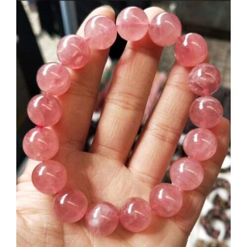 Free shipping Noble jewelry Natural 11-12mm jelly powder pink crystal stone Beads Bracelet