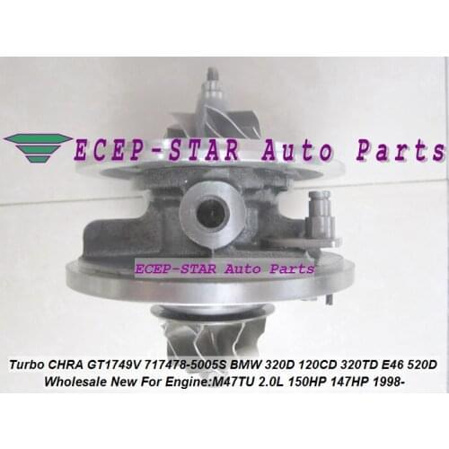 Free Ship Turbo Cartridge CHRA Core GT1749V 717478 717478-5006S Turbocharger For BMW 120D 320D 520D X3 E83 E46 01-08 M47TU 2.0L