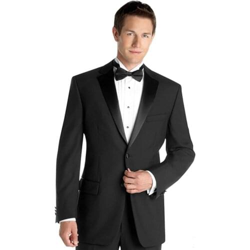 Black Formal Business Men Suits Wedding Tuxedos Groom Wear Slim Fit Terno 2 Pieces (Jacket+Pants) Bridegroom Prom Suits Costume