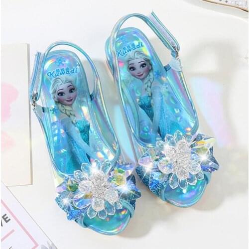 New Girls Sandals High Heels Children Fashion Princess Leather Summer Elsa Shoes Chaussure Enfants Fille Sandalias Nina