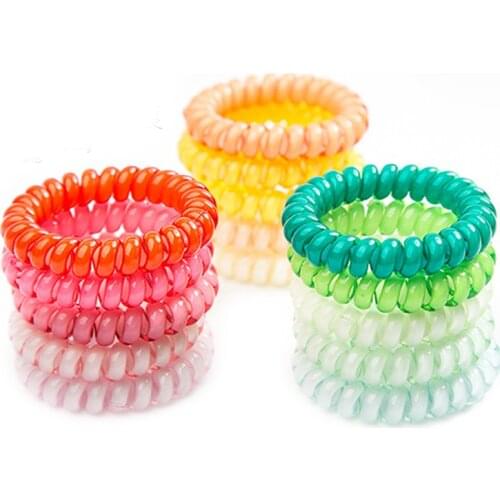 5pcs/pack Telephone wire Gum for Hair Elastic Code Bands For Girl Rope candy color Hair Accessory Maker Tools