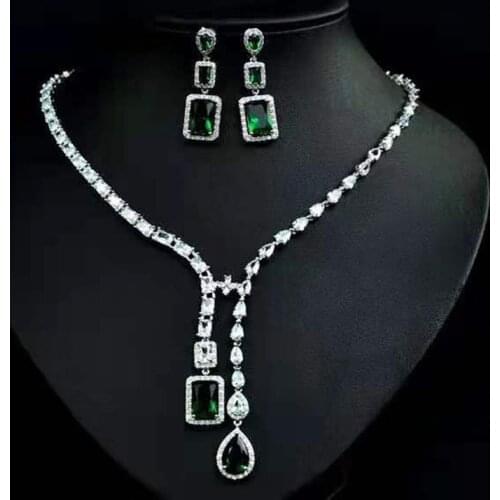 Funmode Luxury Multicolor Cubic Zircon Wedding Bridal Jewelry Set For Women Wedding Cubic Zirconia 3 PCS Jewelry Set FS186