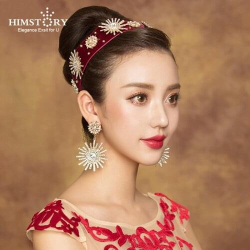 Himstory Vintage Sunflower Crystal Rhinestones Hairbands Luxurious 2019 Newest Bridal Headband Wedding Hair Accessories