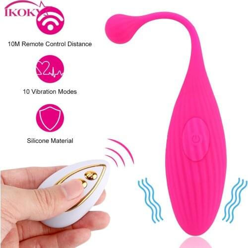 IKOKY 10 Speeds Wireless Remote Vibrator Egg Adult Products Anal Clitoris Stimulation Vaginal Tighten Exercise Sex Toy for Women