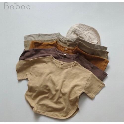 Ins Children T-shirts Summer Short Sleeve Clothes For Boys 2021 Korean Style Cotton Tops 2-6 Years Old Girls Tops Kids Clothing