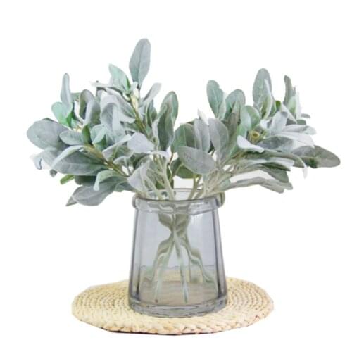Simulation Foliage Faux Flowers Artificial Flocking Plants Rabbit Ear Leaves DIY Floral Arrangement Wedding Ornament Home Decor
