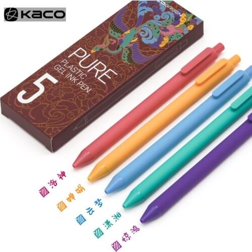 KACO Pen Gel Ink Pen 5PCS/Pack 0.5MM Black/Color Ink Sign Pen ABS Material Smoothing Writing Durable Pen/KACO Refills