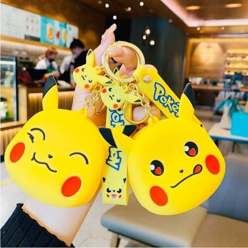 Pokemon Pikachu Coin Purse Anime Figure Toys Pikachu Keychain Keyring Cartoon Anime Headphone Bag Storage Bag Toys Gifts