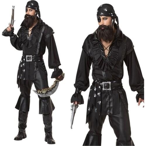 Jack Sparrow Pirate Costume Adult Cosplay Fancy Dress Carnival Captain Pirates Caribbean Halloween Party Costume