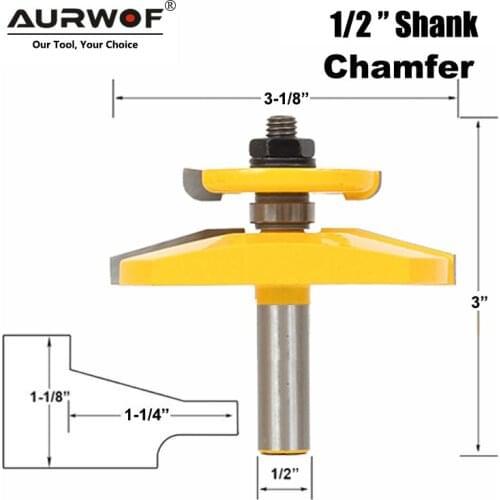 LAVIE 1pc 12mm 1/2" Shank 15 Degree Chamfer Raised Panel Ogee Router Bit Backcutter 3-1/2" Dia Woodworking Tenon Cutter MC03142