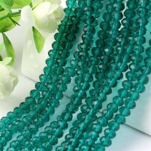MHS.SUN 2mm-14mm Emerald Green Color Faceted Rondelle Glass Crystal Beads Loose Spacer Beads For Jewelry Making Hand Craft