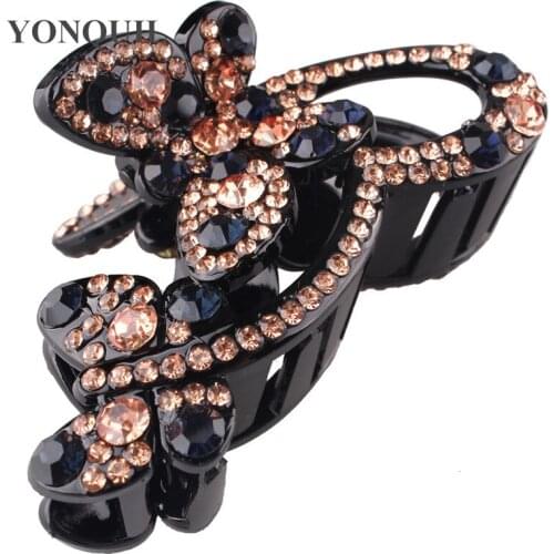 Shining Crystal Fashion Butterfly Hair Claw barrette For Women Ponytail Big Hair Clips Rhinestone Ladies Hair Accessories