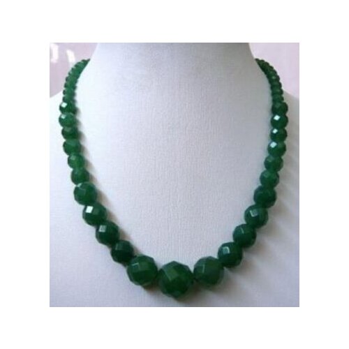 Fashion 6-14mm Faceted Natural Green Jade Gemstone Round Beads Necklace 18" AAA