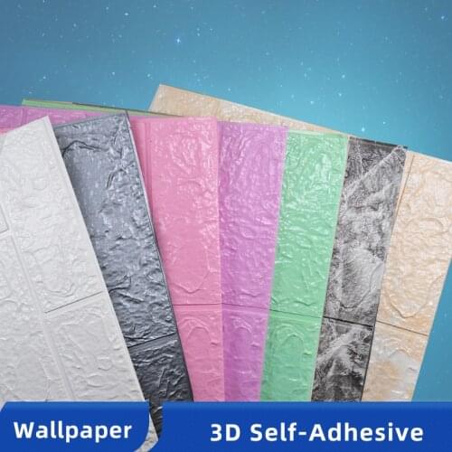 Marble Decor Wall Sticker Self-Adhesive Wallpaper Imitation Brick Embossed Home Decoration For Kitchen Bedroom Living Room