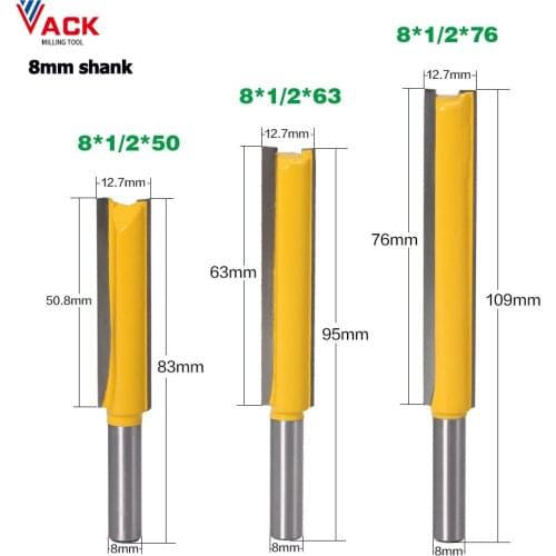 VACK 1/4 8mm Shank Long Cleaning Bottom Router Bit Both Edge Wood Cutter CNC Woodworking Clean Bits Set 50/76mm