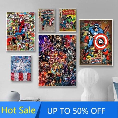 Marvel Avengers Movie Canvas Painting Wall Art Superhero Iron Man Captain America Posters and Prints Pictures for Home Decor