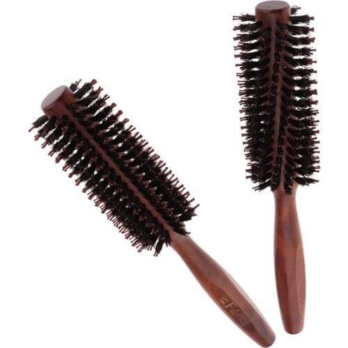 Salon Curling Hair Round Brush Barrel Hair Styling Comb Hairbrush with Wooden Handle