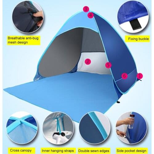 New Beach Tent Pop Up Portable Waterproof UV Sun Shelter Tent With Pegs & Storage Bag For Outdoor Camping Hiking Picnic
