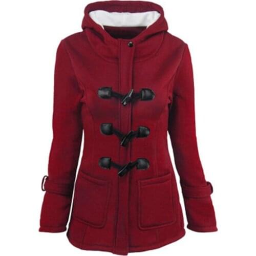 Drop Shipping Women Hooded Coat Jacket Zipper Oxford Corner Buckle Hat Thick Warm Wool Coats S-6XL