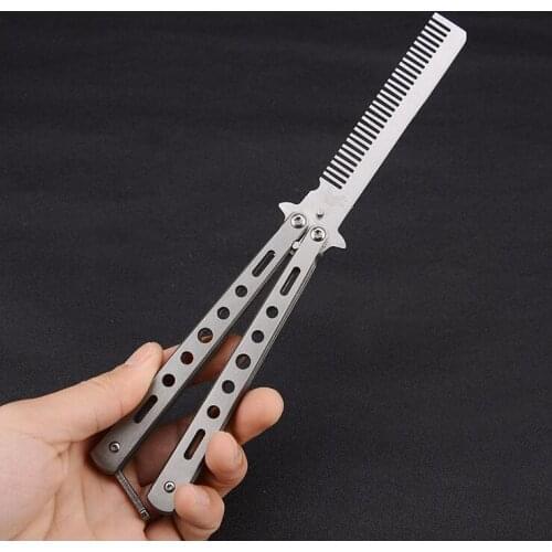 Comb butterfly Stainless Steel Combs Foldable Knife Brushes Hair Trimmer Comb Brush Accessories butterfly Mens Pocket Knife Comb