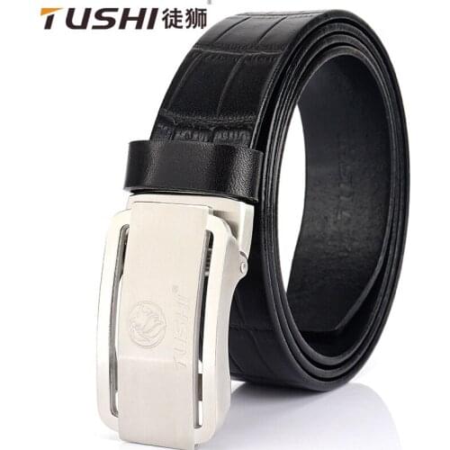 TUSHI 2021 Hot Sell Luxury Business Men Belt High-quality Cowskin Flagship Waistband Stainless Steel Automatic Buckle Girdle 2