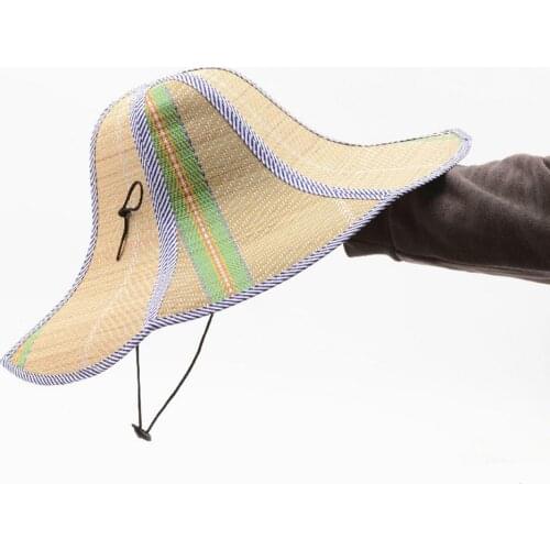 Summer Straw Wide Brim Hat Fisherman Sun Hat Rattan Straw Hat Folding Anti-ultraviolet Garden Fishing Sunshade Hat Dropship