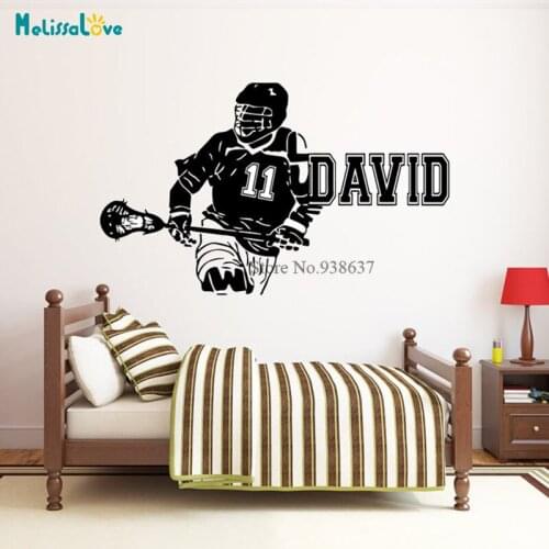 Sport Lacrosse Player Wall Stickers Playing Team Game Vinyl Decals Living Room Decoration Removable Mural BB218