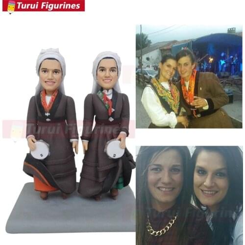 Dancing woman figurine with tambourine statuettes of festive scenes Custom clothing costume figurines design by Turui figurines