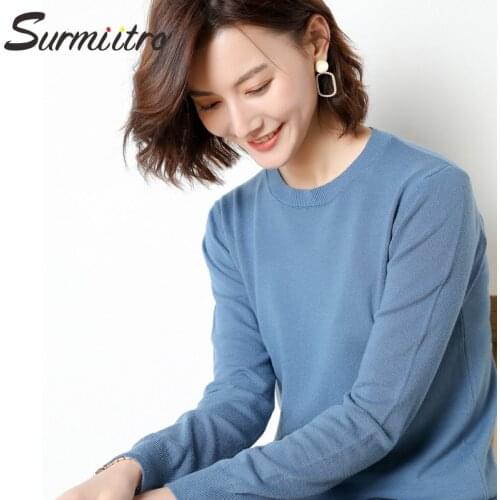 Surmiitro S-3XL Knitted Sweater Women 2021 Fashion Spring Autumn Winter Korean Ladies Blue Solid Tricot Jumper Pullover Female