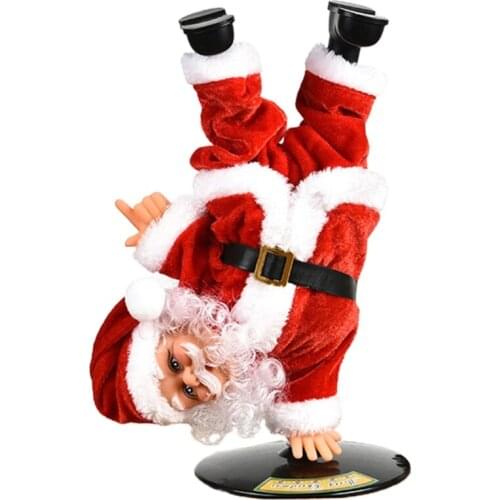 Christmas Electric Hip-Hop Handstand Santa Claus Battery Operated Singing Street Dancing Musical Toy Xmas Party Decoration Ornam