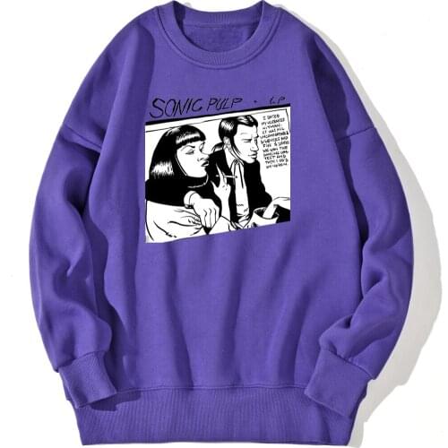 Pulp Fiction Cartoon Mens Sweatshirt Fashion Casual Fleece Hoody Hipster Standard Clothing O-neck 2021 New Fall Supoleron Hombre