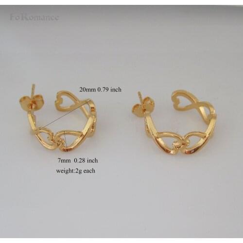 ORDER 10$ SHIP WITH TRACKING CODE / YELLOW GOLD PLEATED OVERLAY HOOP 20MM 0.79 inch HEART HEARTS INFINIT SYMBOL GREAT CHOICE