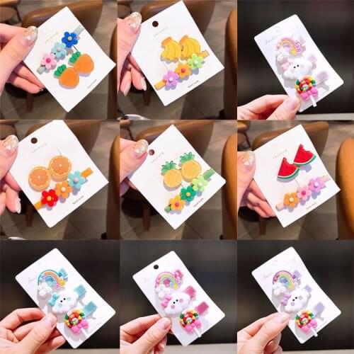 2-3PCS/Set New Girls Cute Cartoon Unicorn Hair Clips Kids Lovely Hairpins Headband Barrettes Hair Accessories Children Fashion