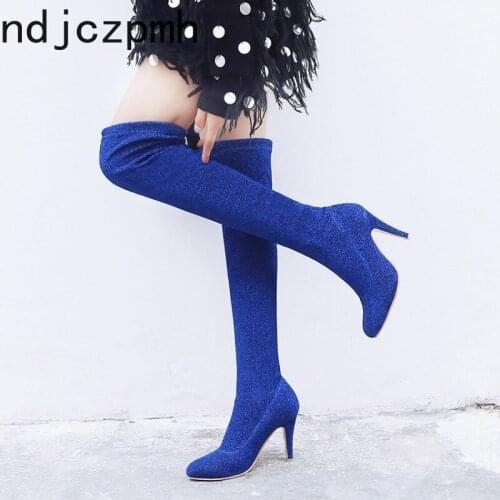 Over The Knee Boots Autumn and Winter New Fashion Sexy Pointed Fine Heel High Heel Thigh High Womens Boots Size 32-48 10cm High