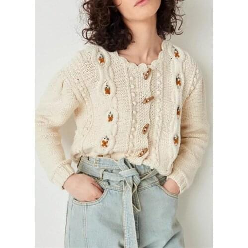 Women Fancy Woven Knitted Cardigan Ladies 2021 Spring Summer Long Sleeve Single-Breasted Knitwear Tops Female Outwear