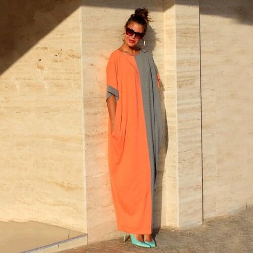 2019 New Summer Dress Casual Fashion Trendy Temperament Large Size Loose Short Sleeve Round Collar Long Robe Women Dresses ZW170