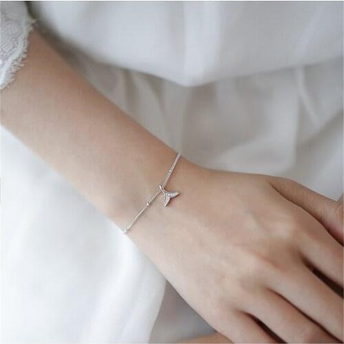 100% Silver 925 Bracelets For Women Jewelry Trendy Zircon Design Fish Tail Bracelet Girl Princess Christmas Gift Trendy Bijou