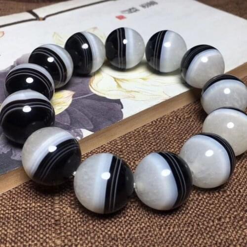 18mm Graceful thread Dzi Bead Bangle nature vein Bead chalcedony bracelet Amulet