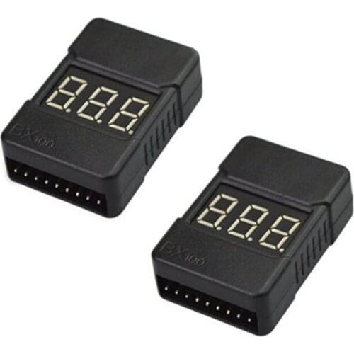 2PCS BX100 Battery Voltage Indicator Check Tester Low Voltage Buzzer Alarm For 1-8S Lipo Battery