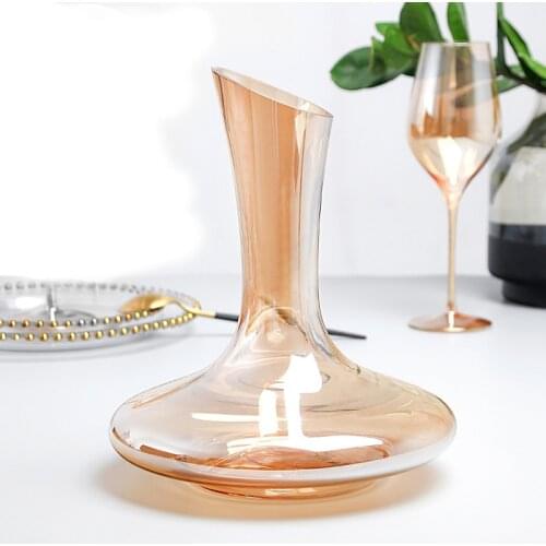 2 Styles 1500-2000ml Wine Decanter U-Shaped Pot-Bellied-Shape Creative Plating Gold separator Crystal Glass Wine Pourer Bar Gift