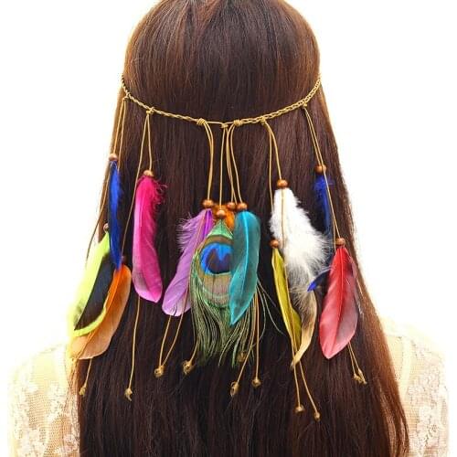 2021Trend Personality Creativity Hairband Bohemian Peacock Feather hair Band Ladies Fashion National Wind Head Hair Accessories