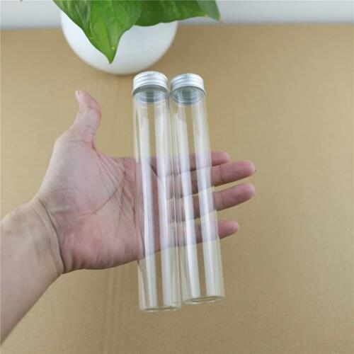 24PCS/lot 30*180mm 100ml Glass Bottles Aluminum Caps Glass Tiny Jars Vials Transparent Glass Containers Perfume Bottle