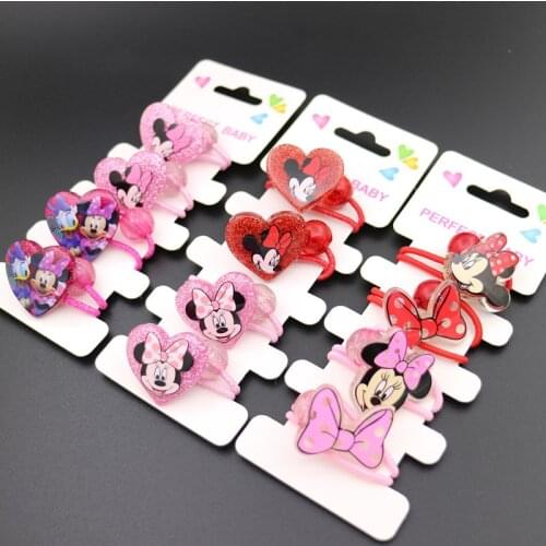 4 pcs Disney Minnie Mickey mouse baby girls Hair Rope Rubber Band Children Girls Jewelry Headdress Gift Set
