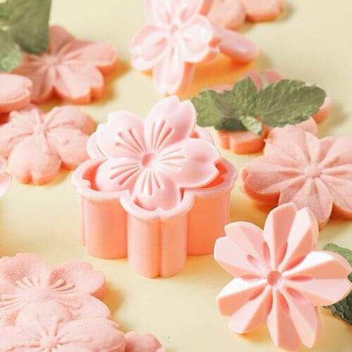 5Pcs Cherry Blossom Cookie Cutter Kits Sakura Flower Fondant Cake Biscuit Cutter Mold 3D Cake Decorating Tools Baking Moulds