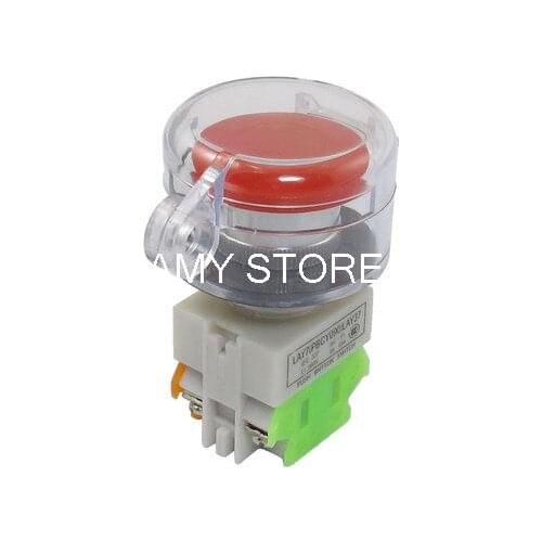 AC 660V 10A 22mm Red Mushroom Momentary Push Button Switch NO/NC With Cover