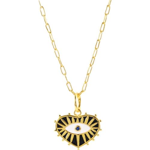 CANNER 925 Sterling Silver Necklace For Women Enamel Love Necklace Charms Chains Fine Jewelry Choker Bijoux Femme 2021 Trend